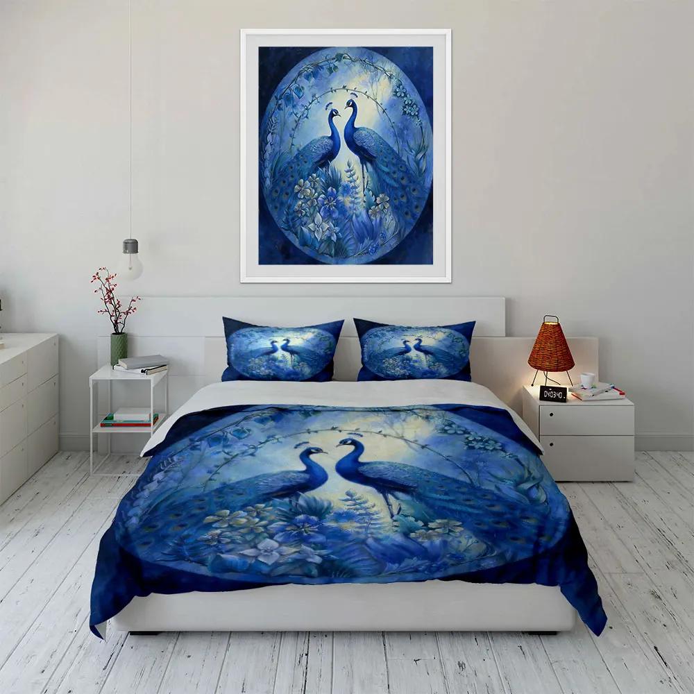 Elegant Peacock Art Decor Set Soft Comfortable Duvet Cover Bedding Set Included 1*Duvet Cover & 2*Pillowcases gift