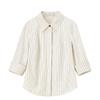 Women's Korean Style Striped Cotton Blend Lapel Shirt