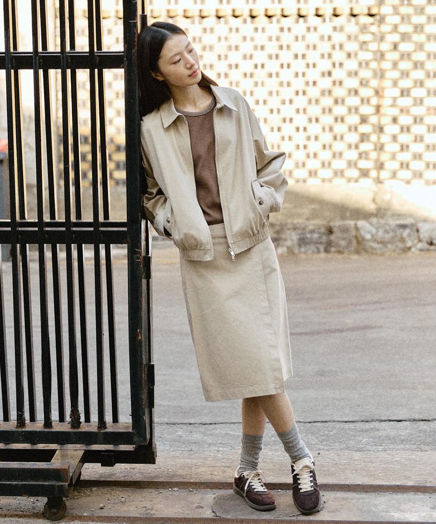 Artid Wrap Pocket Midi Skirt_Beige