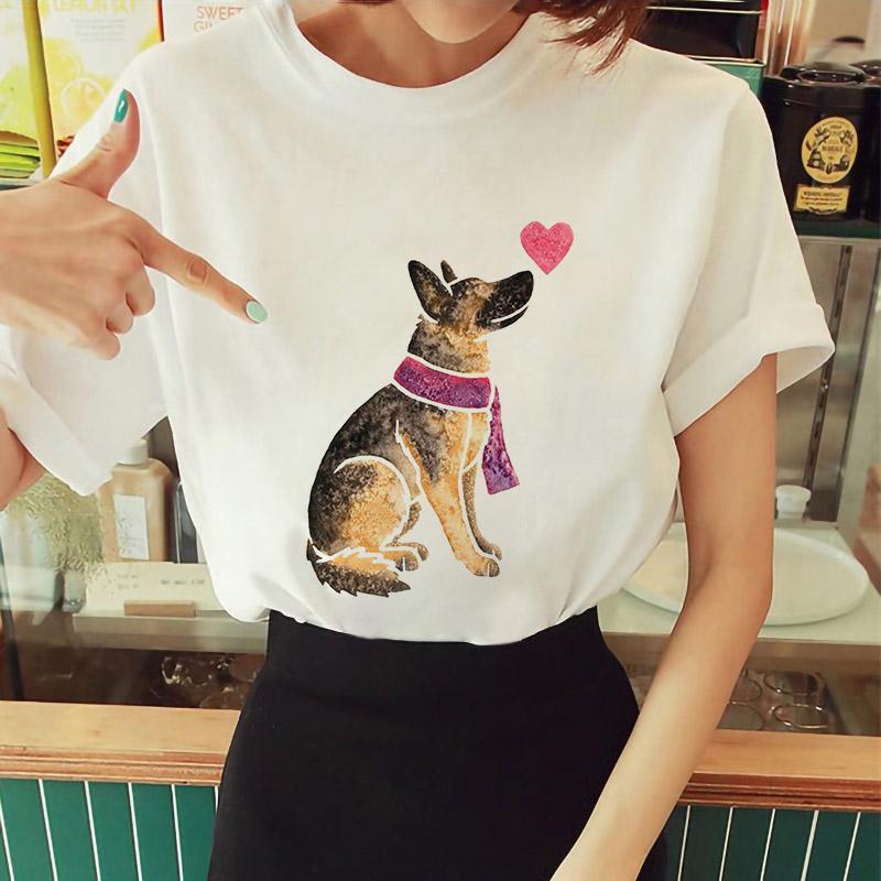 

2025 Funny T-Shirt Cute Dog Printed Fashion Women s Tops Tees For Women Shirts Hip Hop Tee Tops XXXL білий