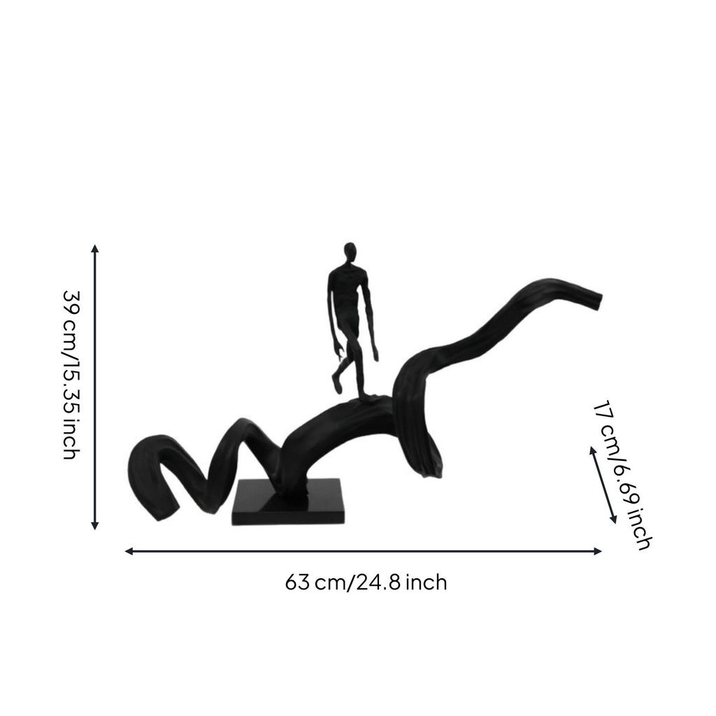Abstract Human Figure Sculpture Matte Black Modern