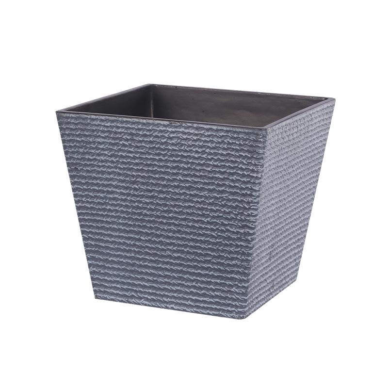 Faux Stone Resin Planter with Tray - Indoor/Outdoor Square Pot