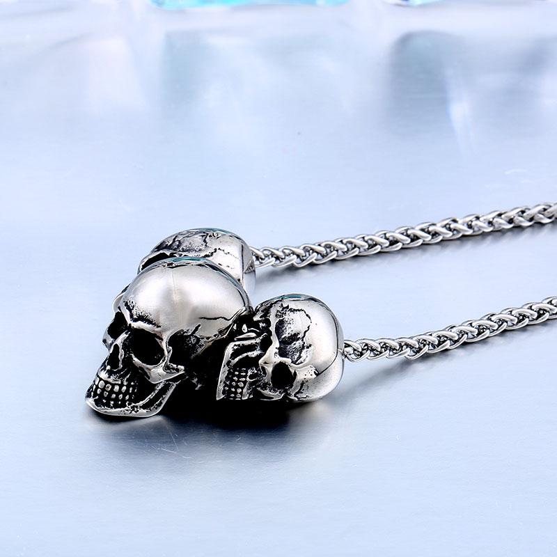 Beier Einzigartig 316L Edelstahl Neuankunft Super Punk Goldfarbe Totenkopf Biker Anhänger Halskette Mode Charme Schmuck BP8-216