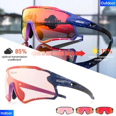 Lunettes de soleil photochromiques rouges bleues Lunettes de cyclisme VTT route Homme Femme Lunettes de sport Course à pied UV400 Lunettes de vélo