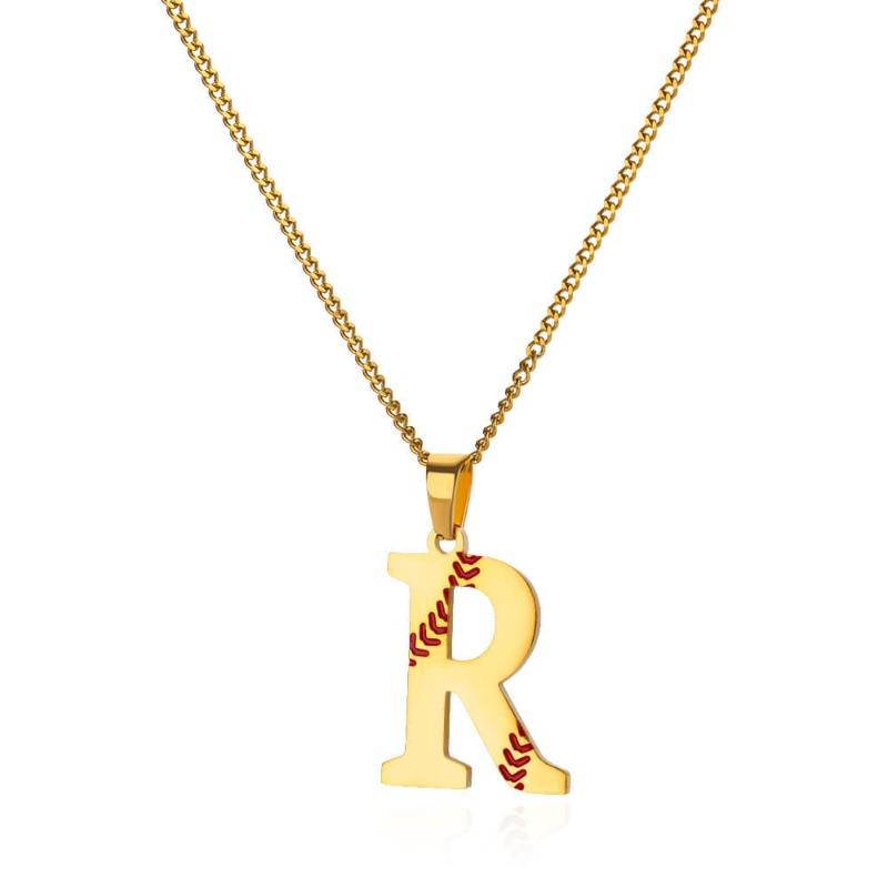 New Design Exquisite Baseball Initials - Letter Necklace Stainless Steel Chain English Pendant