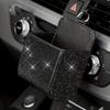 1pc Bling Car Air Vent Storage Bag, Faux Leather Rhinestone Organizer, Vehicle Cup Holder Accessory, Universal Fit, Sparkling Auto Interior Decor