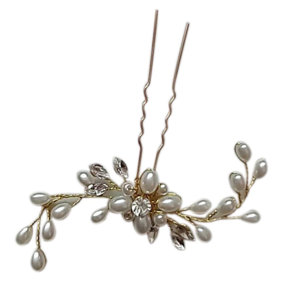 

Wedding Bridal Pearls Hair Pins Crystal Jewelry Clips Accessories Headpiece 1Pcs
