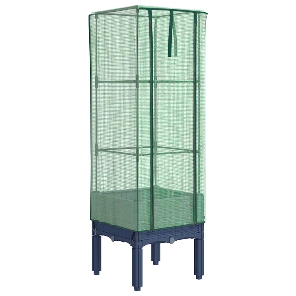 Vidaxl Raised Planter with Greenhouse, Rattan Look, 40X40X140 Cm