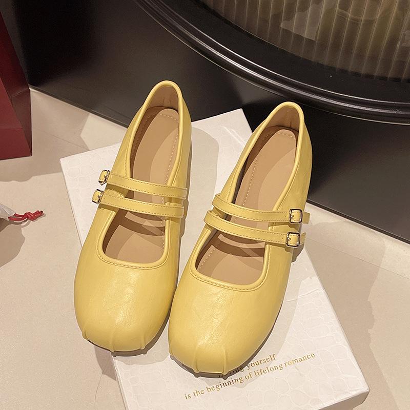 French square head single shoes women's shoes 2025 new summer skirt Mary Jane shoes ballet bean shoes evening shoes