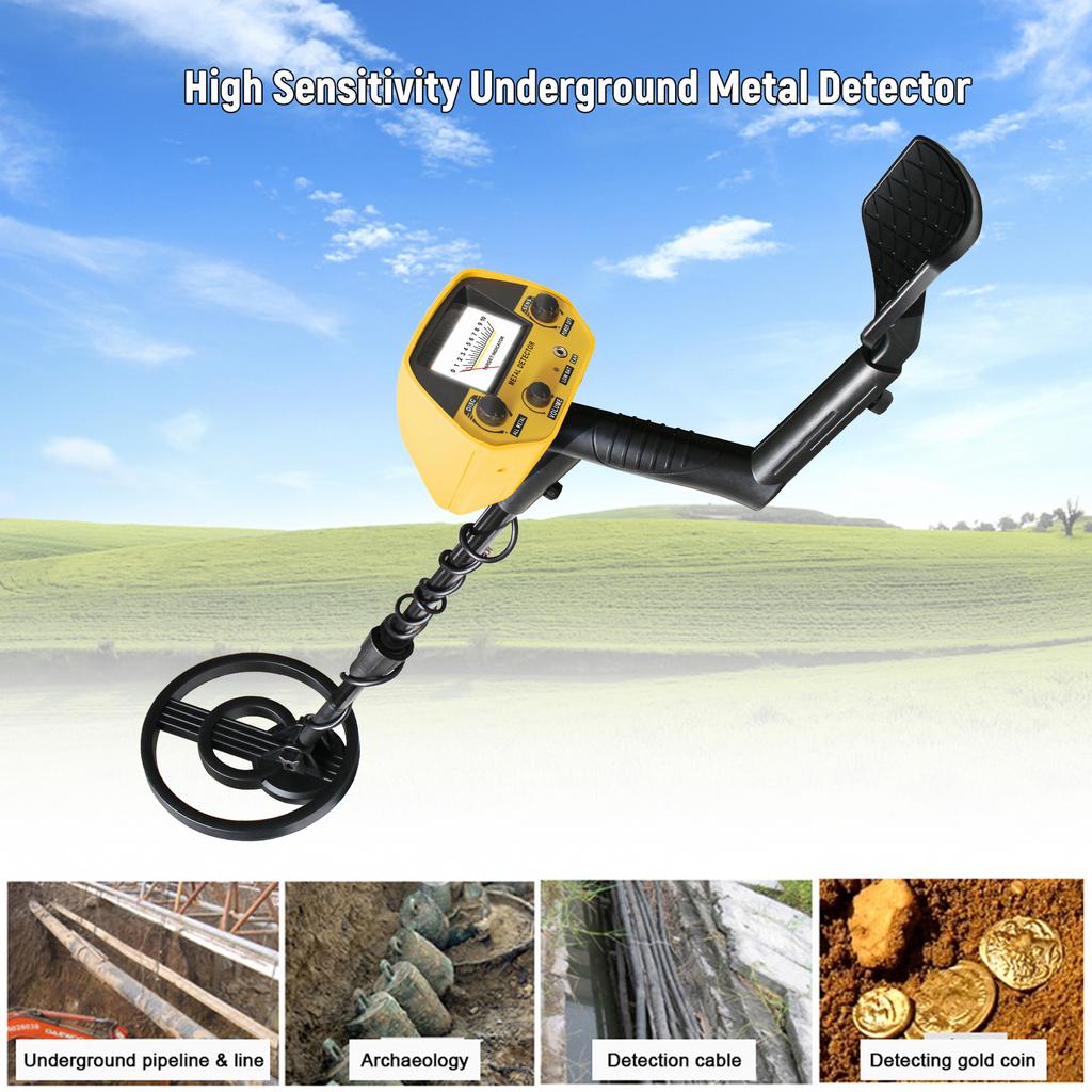 Metal Detector High Accuracy   Stem 7 Inch Waterproof Coil All Metal & Disc Modes with with Headphone & Folding Shovel Set for Underground Co
