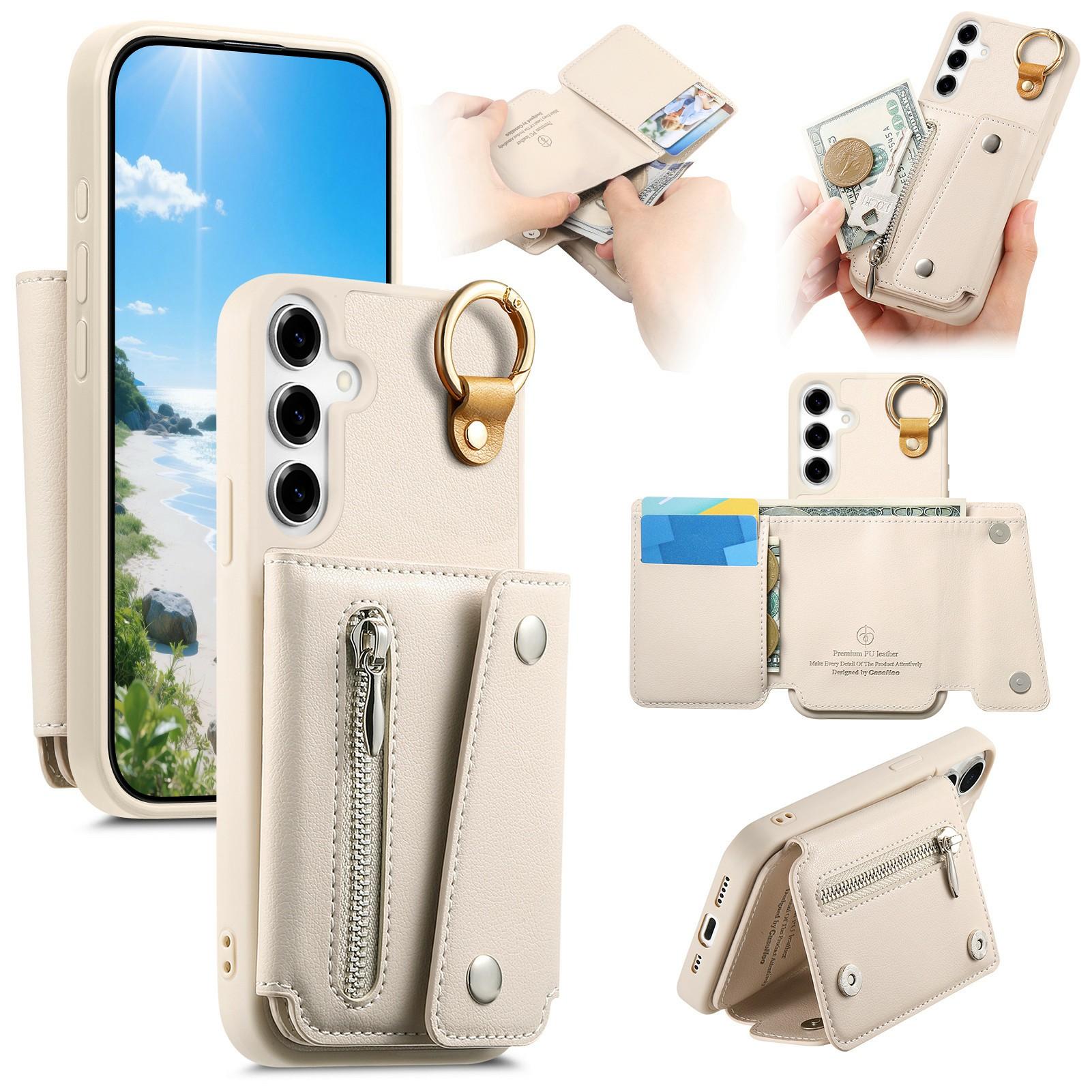 

Для Samsung Galaxy A56 5G Чохол з тримачем-кільцем D-Ring Шкіра + ПК + ТПУ Чохол для телефону з гаманцем Підставка