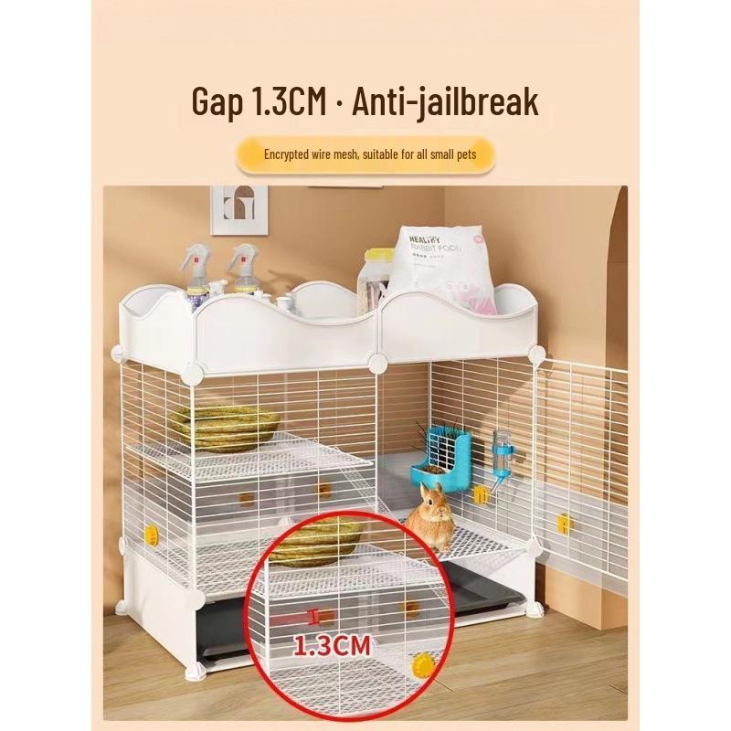 Large Indoor Rabbit Cage with Toilet, Splash-Proof and Secure for Guinea Pigs and Dwarf Rabbits