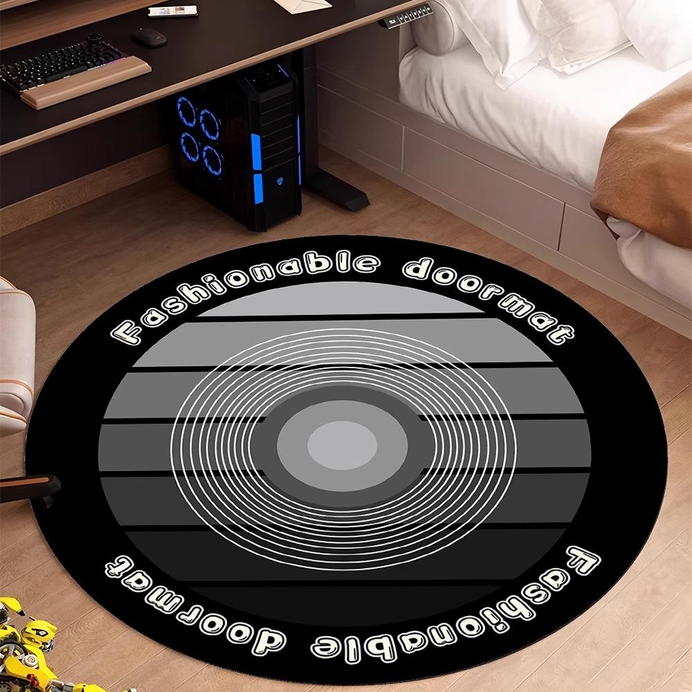 Vinyl Schallplatte Musik DJ Bildschirm Tape HD Runder Bereichsteppich, Teppich für Wohnzimmer Schlafzimmer Sofa Spielzimmer Dekor, Rutschfeste Bodenmatte