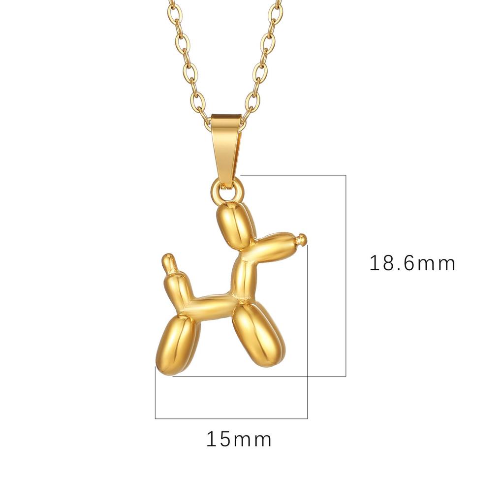 Korean Style Titanium Steel Puppy Pendant Necklace for Women