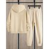 Set Casual alla Moda da Uomo in 2 Pezzi con Felpa con Cappuccio e Coulisse con Stampa Bandiera a Lettere e Pantaloni Sportivi da Esterno con Coulisse, Set Cool