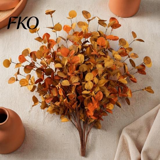 Autumn Eucalyptus Vase Fillers Fall Stems, Artificial Leaves, Fake Greenery Branches, Rustic Table Centerpiece Flowers for Wedding Farmhouse