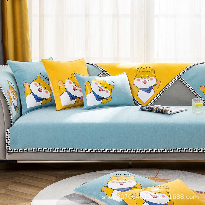 New Sofa Cushion Universal In All Seasons Nordic Simple Non-Slip Chenille Light Luxury Cover Cloth Seat Cushion