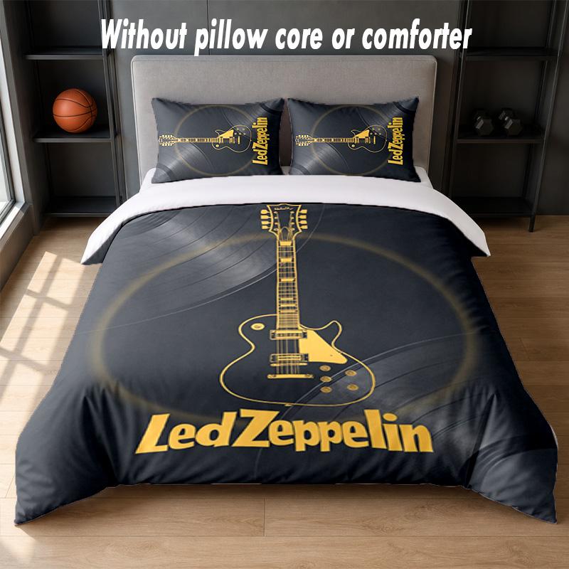 Led Zeppelin Design Postel Povlečení 1 Povlak na přikrývku + 2 Povlaky na polštář Měkké Prodyšné Domácí Lůžkoviny
