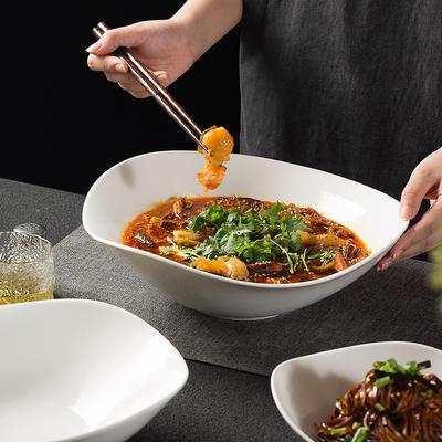 High-Value Tableware Irregular Bamboo Hat Bowl Malatang Soup Basin Ceramic Noodle Bowl Chinese Restaurant Cold Dish Plate Commercial