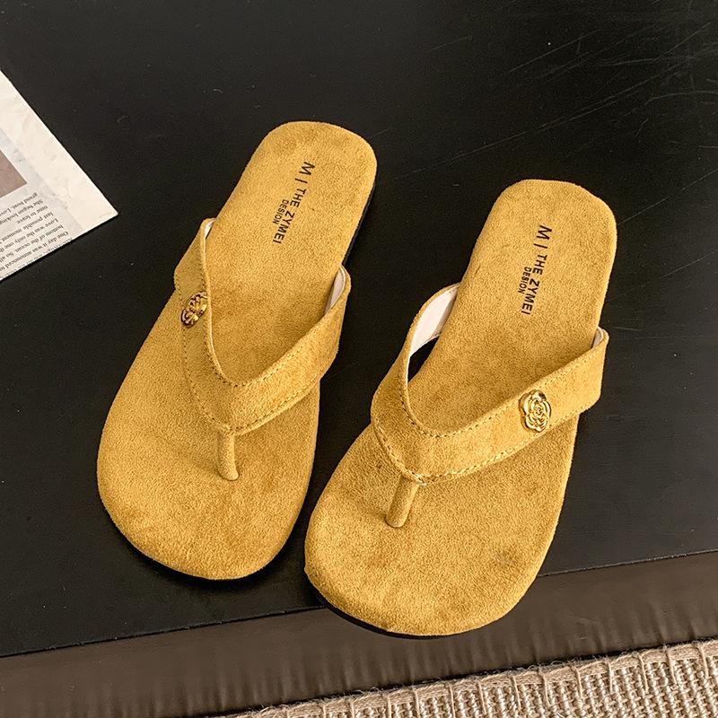 

Нескользящие черные ретро шлепанцы на плоской подошве для женской летней носки, новые сандалии на мягкой подошве 40 имбирный