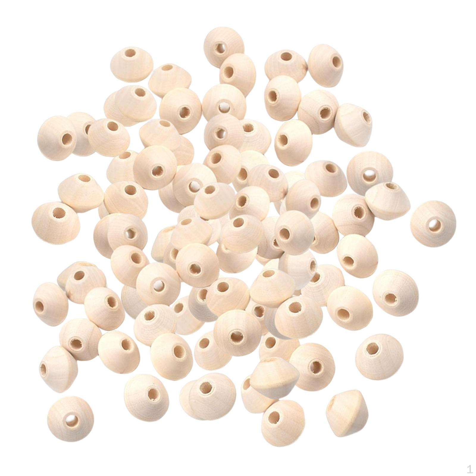 Natural Color Wooden Abacus Beads Large Hole Spacer Bead, 100x Unfinished Loose Bead for Beading DIY