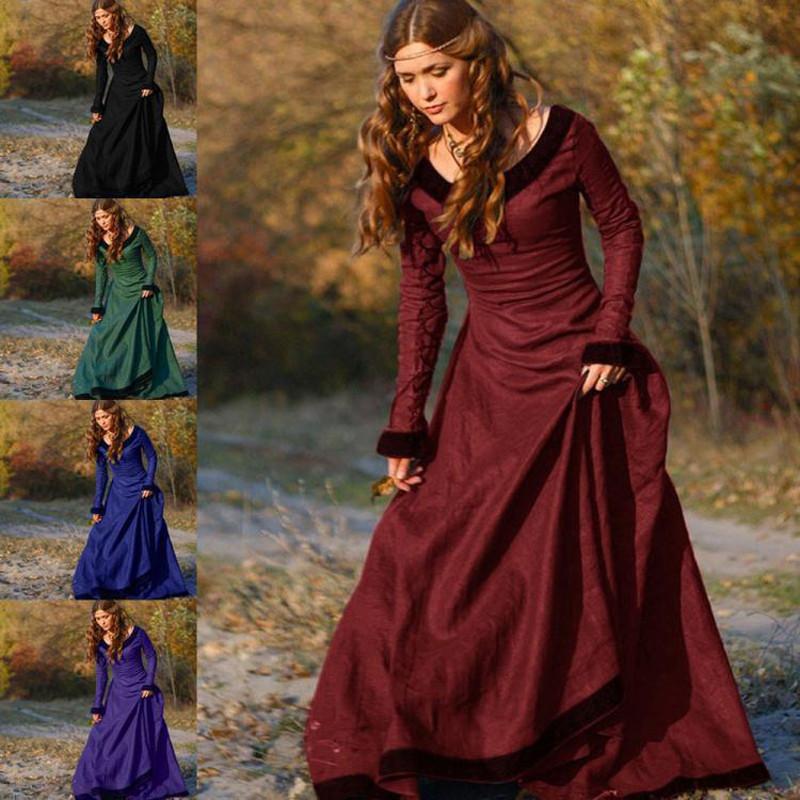 Medieval Vintage Women Renaissance Dress Cosplay Costume Princess Gothic Dress