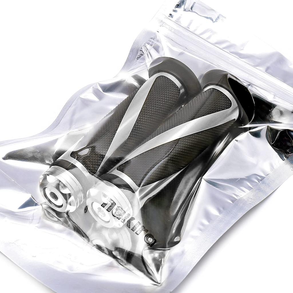 Nakira Next Generation Style Custom Grip with Bar Ends, Aluminum, for Motorcycles, Diameter 0.9 Inches (22.2 Mm), Sliver