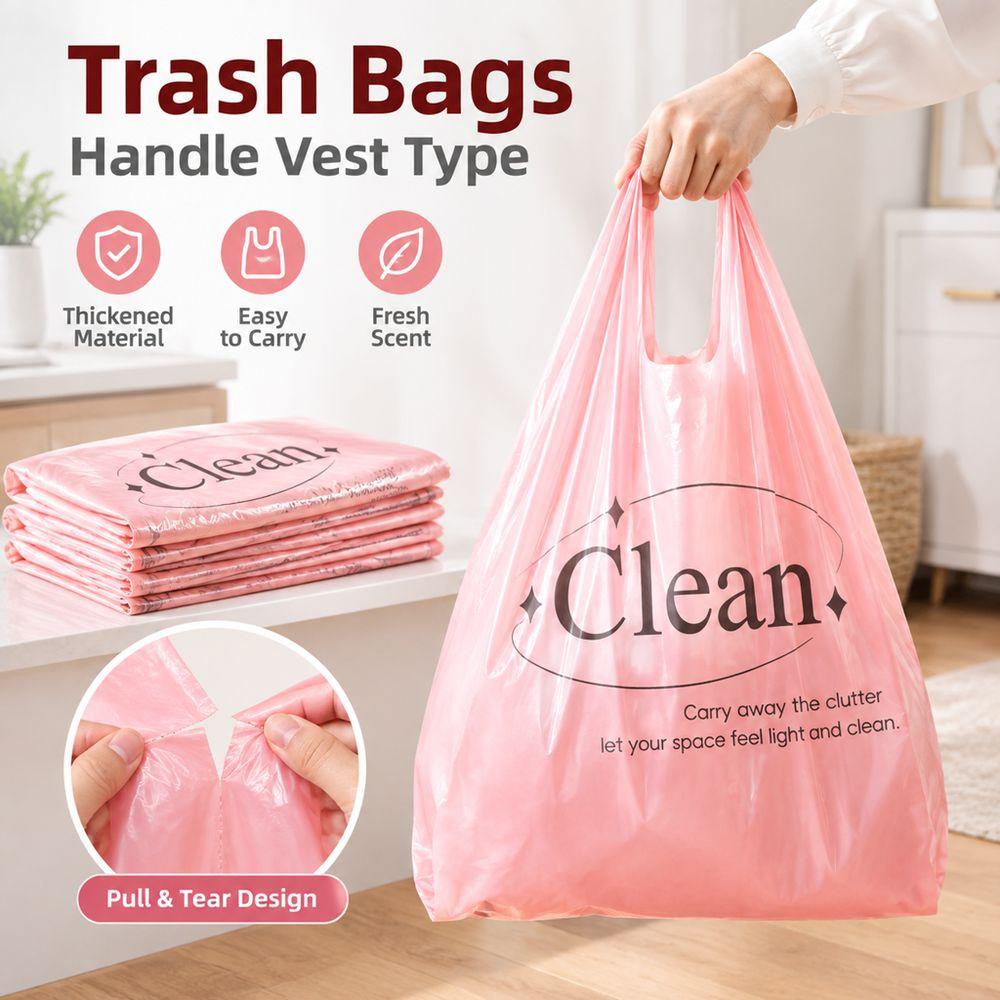 50Pcs Pull-Tear Printed Trash Bags Thickened Vest Bags New Garbage Bags Kitchen