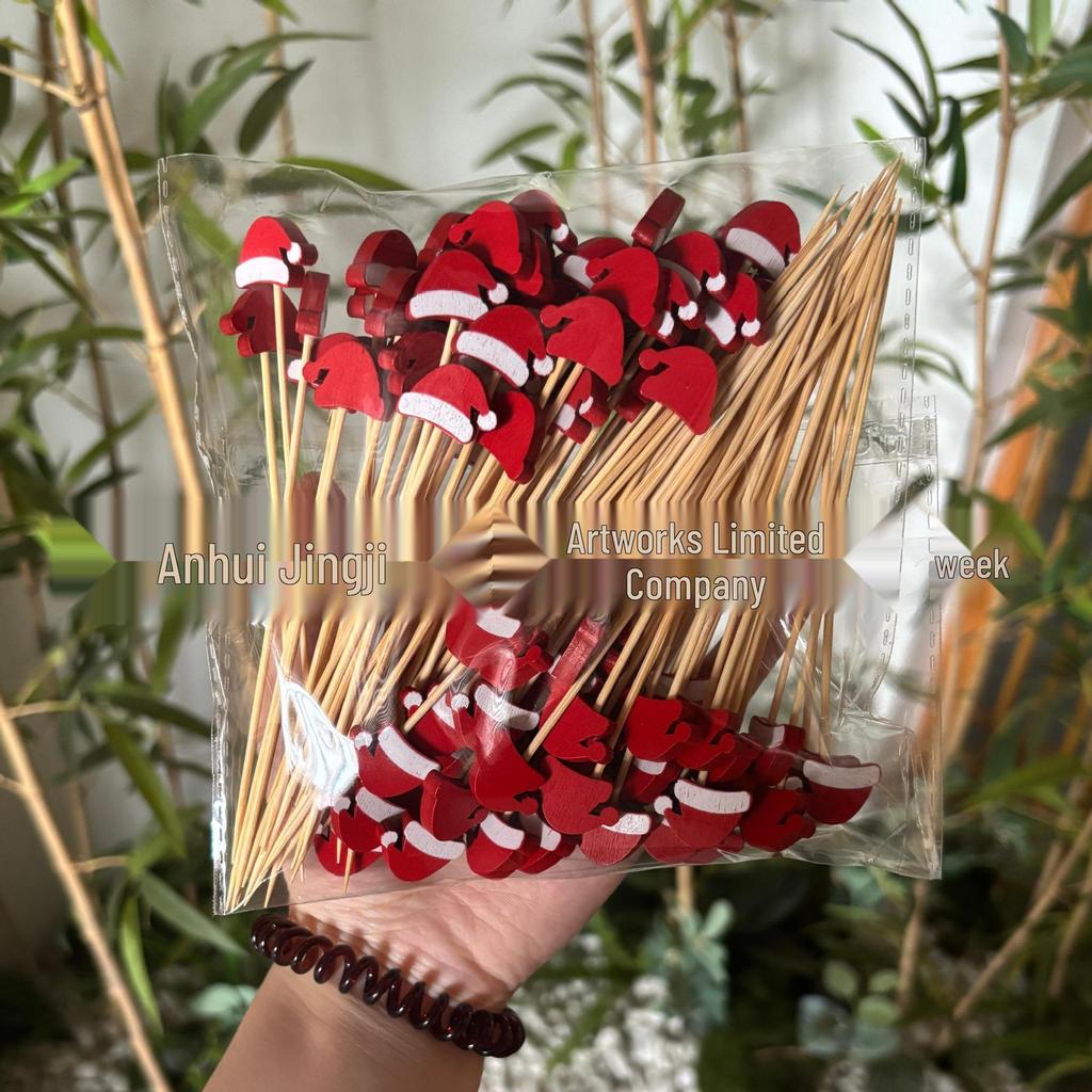 Moș Crăciun Bambus Cocktail de Crăciun și Frigarui de Fructe