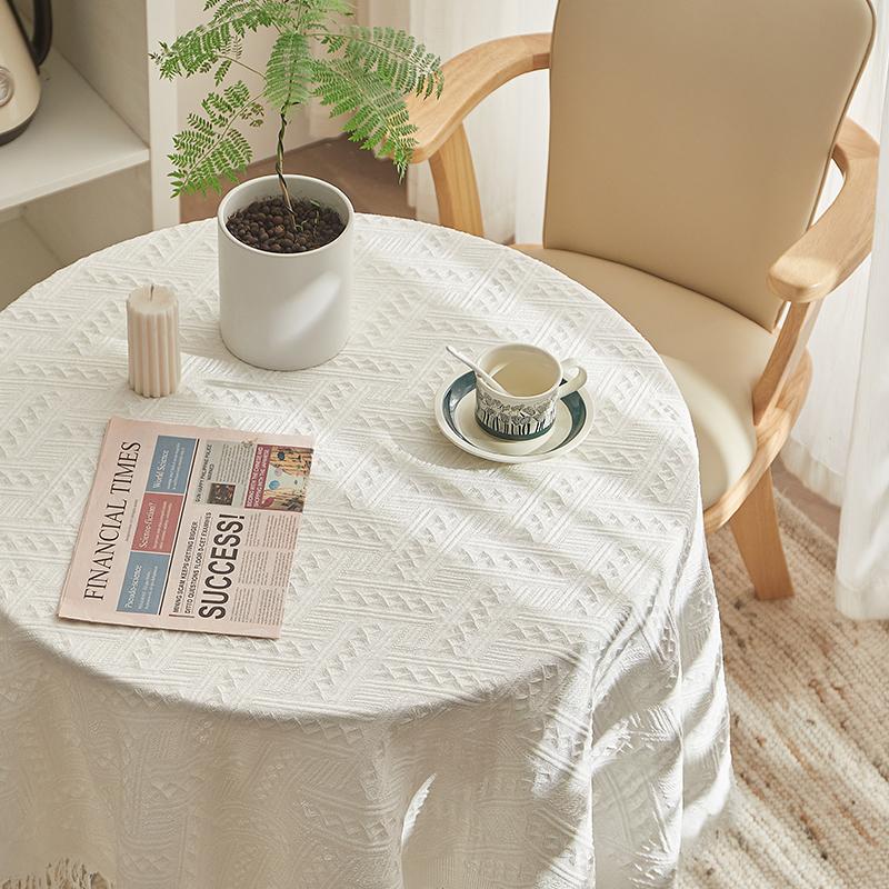 Weiße Französische Tischdecke Leichter Luxus Baumwolle Leinen Runde Tischdecke Rechteckig Stand Teetisch Stoffkunst Hochzeit Geburtstagsdekoration