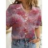 Hawaiian Womens Shirts Short Sleeve Button Floral Rose Printed Tops Casual Beach Shirts Summer New Sunflower Blouse Women's Tops