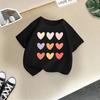 2025 Summer Heart Print Lover Children's Casual Short Sleeve Boys Girls Wearable Streetwear Soft Summer T Shirt Loose Cute Shirt