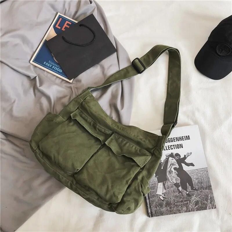 2024 Large Capacity Canvas Shoulder Bags Solid Soft Denim Leisure Or Travel Bag For Women Fashion  Fatchels Winter Package