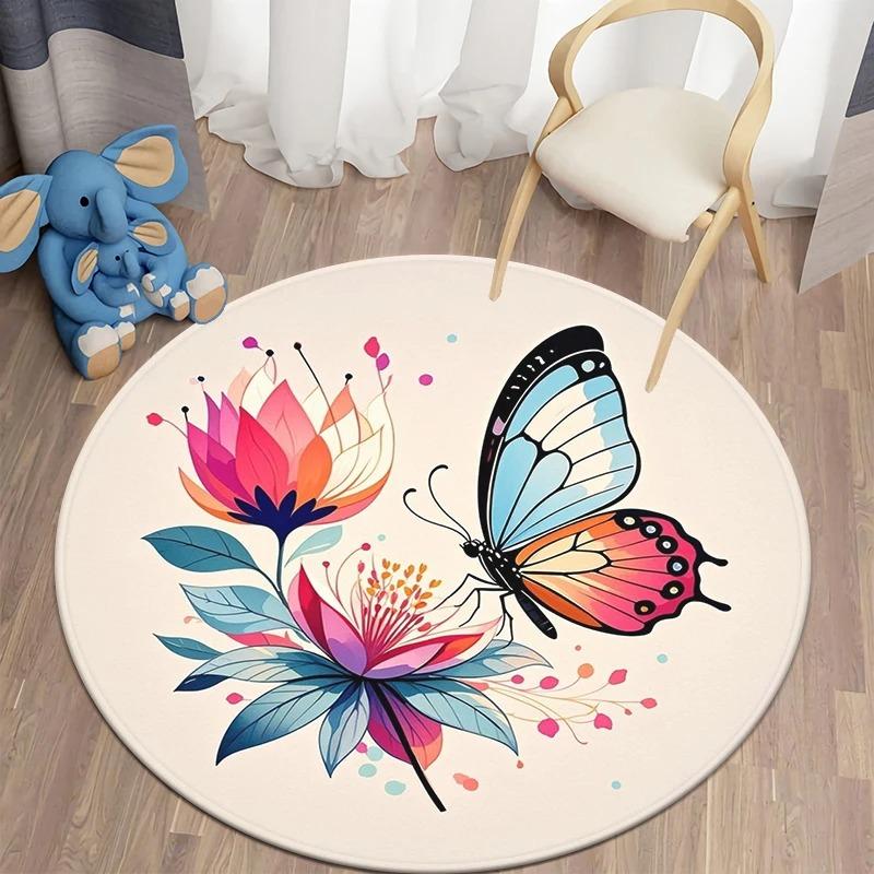 Modern Watercolor Round Painting Effect Non-Slip Art Rug Living Room Bohemian Bedroom Minimalist Decor Rug