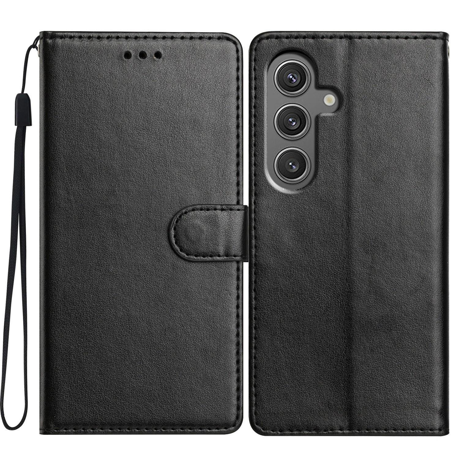 

For Samsung Galaxy A15 5G Leather Phone Case Wallet Stand Cover with Handy Strap Black