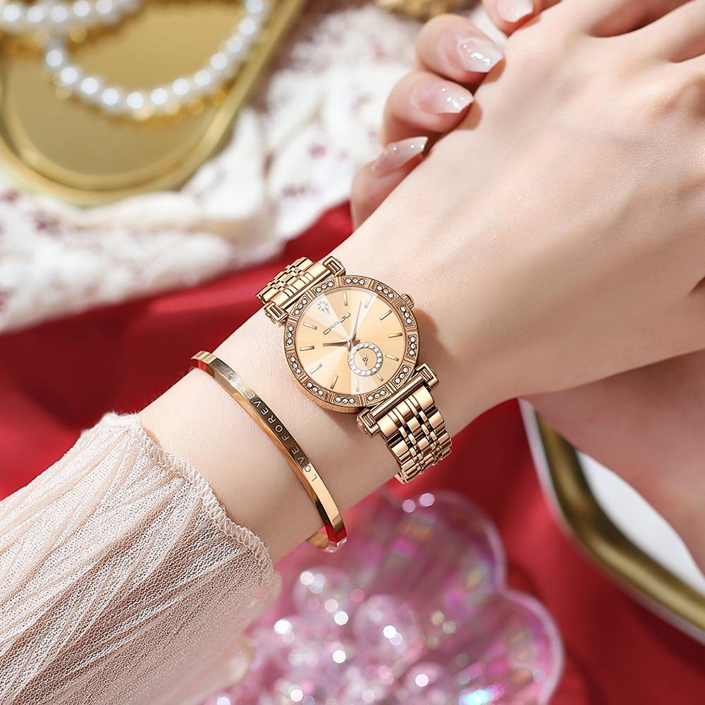 CRRJU Brand Luxury Fashion Original Ladies Watch Waterproof Ladies Watch Stainless Steel Diamond Watch Gift