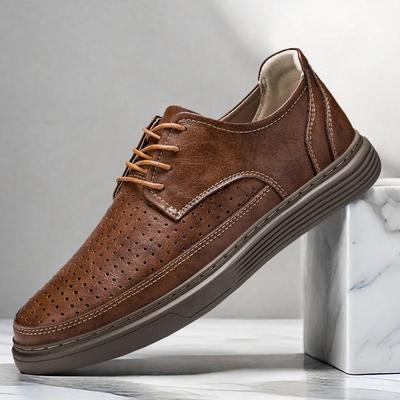 Sapatos Oxford Masculinos Estilo Britânico Couro Casual Negócios Sapatos Sociais Masculinos Festa de Casamento Conforto Vazado Sapatos Grandes Hombre