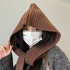 Balaclava hat women's autumn and winter thickened warm hat scarf dual-purpose integrated ear protection knitted hat