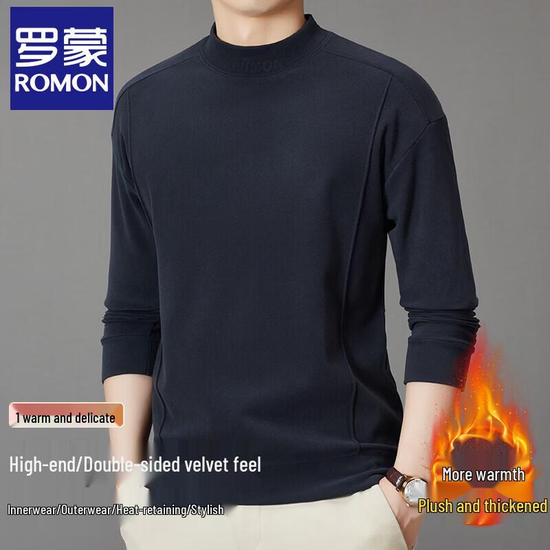 Romon Men s Half-High Collar Thermal Long Sleeve T-Shirt 3XL