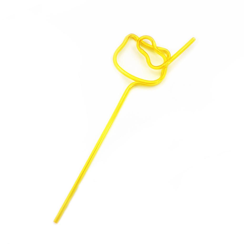 2PCS Cartoon Cat Head Straw