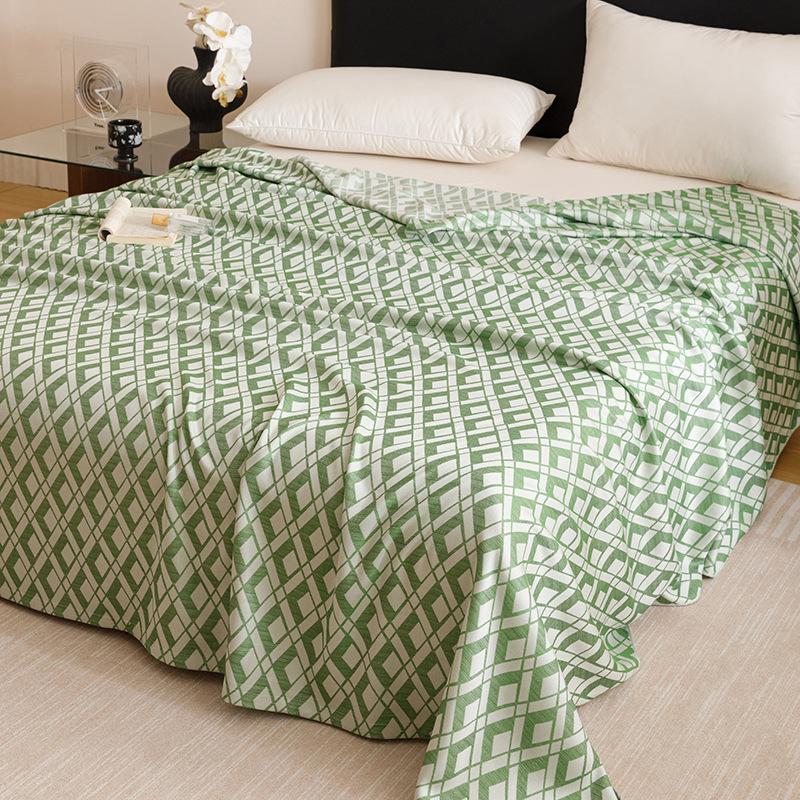 2025 New Bamboo Fiber Thin Cover Blanket, Simple Summer Air Conditioning Blanket for Single Double Bed