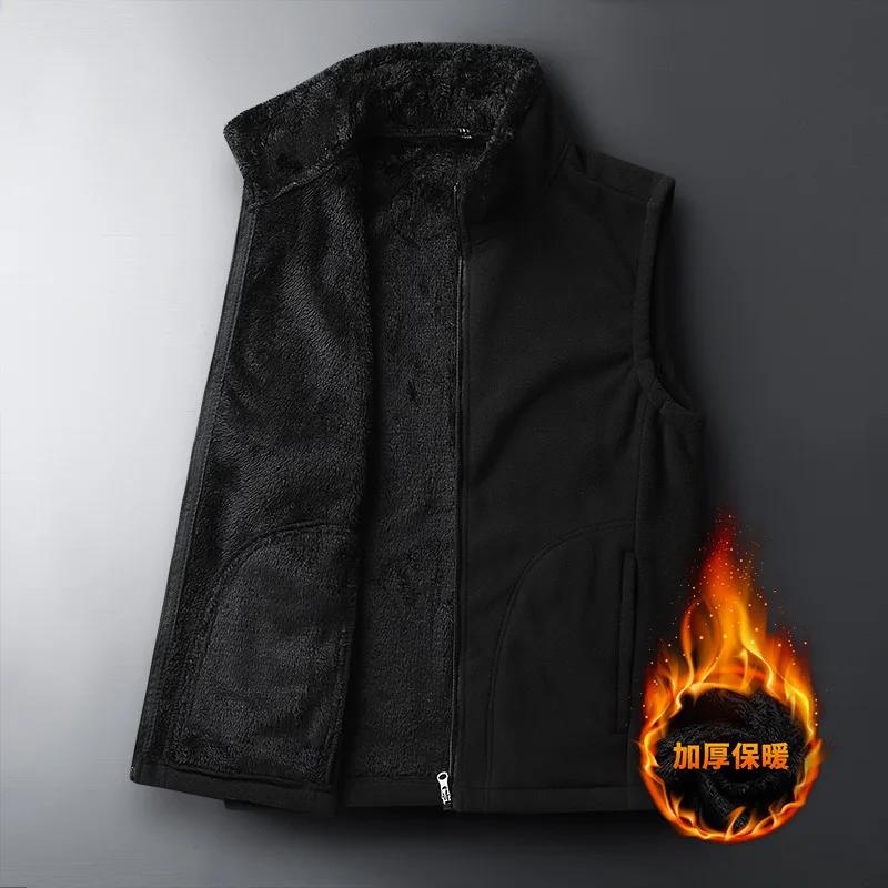 Vest Velvet Wool Gilet Autumn Winter Casual Sleeveless Jacket Men Warm Fleece Mens Vest Jacket Thick Sleeveless Men's