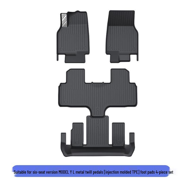 Tesla Model Y 6-Seat Floor Mats - Full Coverage TPE Pineapple Carpet Surface