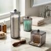 3 Stück Wattestäbchenhalter Badezimmerbehälter, Baumwollbausch-/Wattestäbchen-Spender, Apothekerglas mit Deckeln für Organizer und Aufbewahrungsbox