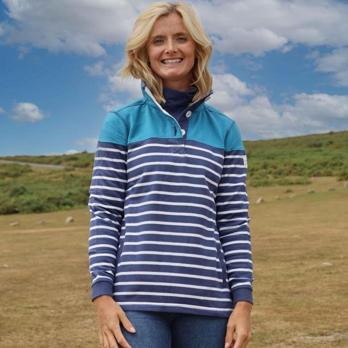 Lazy Jacks Womens/Ladies Button Neck Sweatshirt