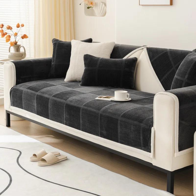 1 Stück Plüsch Sofabezug Schmutzabweisend Vier Jahreszeiten Universal Couch Kissen Einfarbig Rutschfest Einfacher Sofabezug Wohnzimmer Zuhause