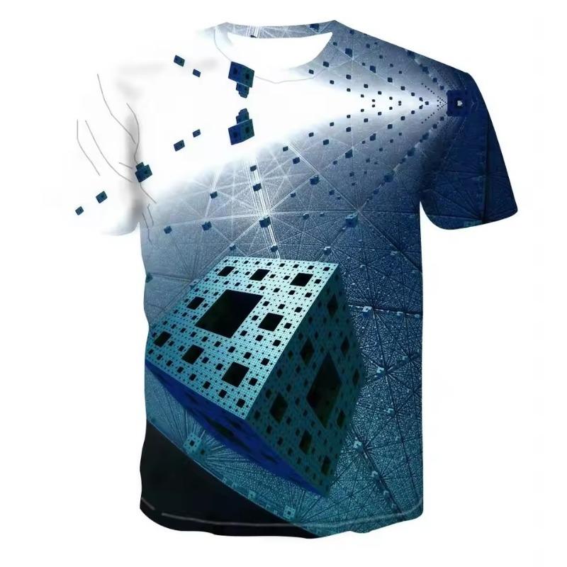 Men's Casual 3D Printed T-shirt O-Neck Fashionable and Fun Three-Dimensional Short Sleeved Plus Size Comfortable Top
