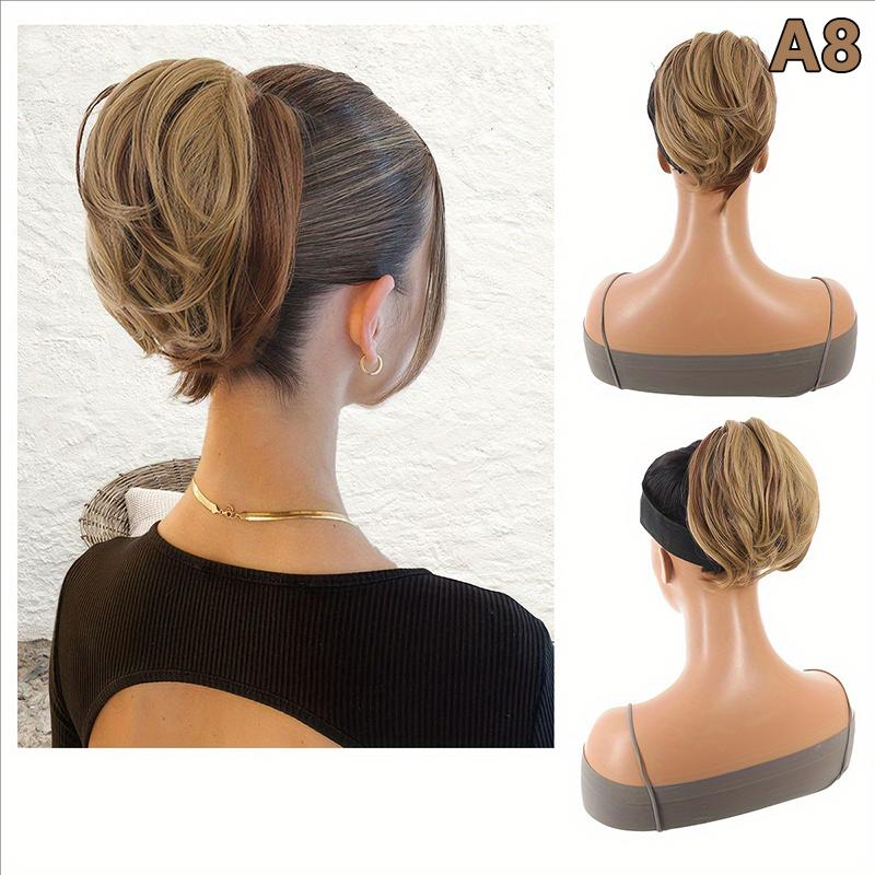 

Синтетический небрежный пучок Женский прямой короткий высокий хвост накладка Синтетический прямой зажим-краб Шиньон Натуральные накладные волосы