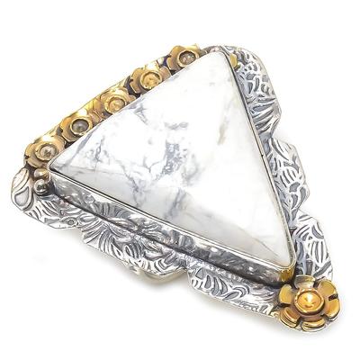 Přírodní howlitový jaspis drahokam 925 Sterling Silver Dvoubarevný prsten Velikost 8 E6J55