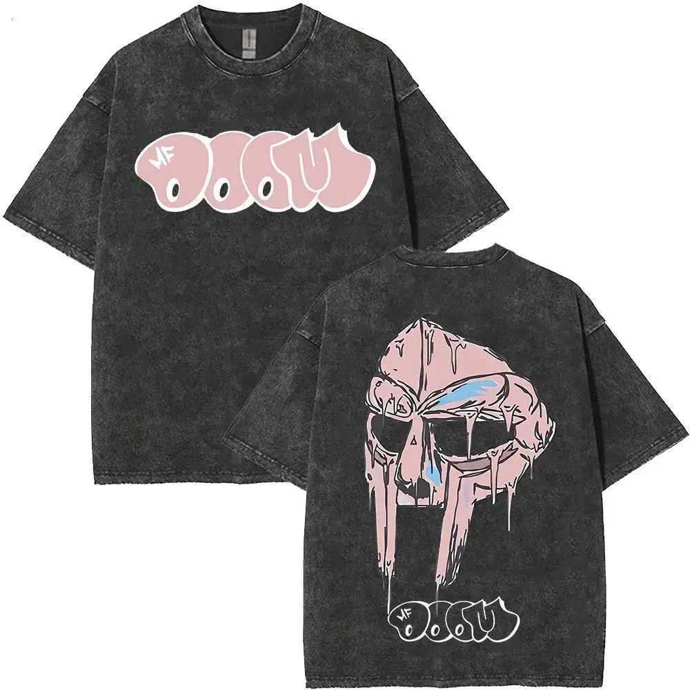 2026Vintage Rapper Mf Doom Tour Washed T Shirts Mens Women Fashion Oversized T-shirts Y2K Hip Hop Gothic Short Sleeve T 469